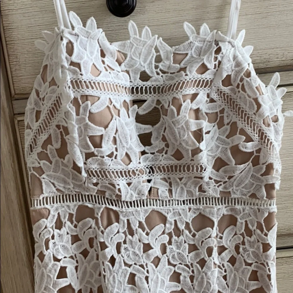 Mura Boutique Fight For Me White Crochet Lace Midi Dress Size 6